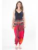 Pantalon sarouel léger rouge à rayures et motif du Népal
