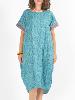 Robe midi ample et droite imprimée turquoise motif paisley