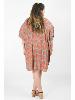 Robe poncho grande taille ample motif coloré paisley rouge