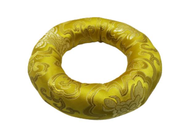 Très grand coussin pour bol chantant jaune motif ethnique doré Ø 20 cm