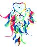 Attrape-rêve ethnique cœur en macramé multicolore à plumes