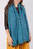 Grande écharpe turquoise chiné sombre uni en laine