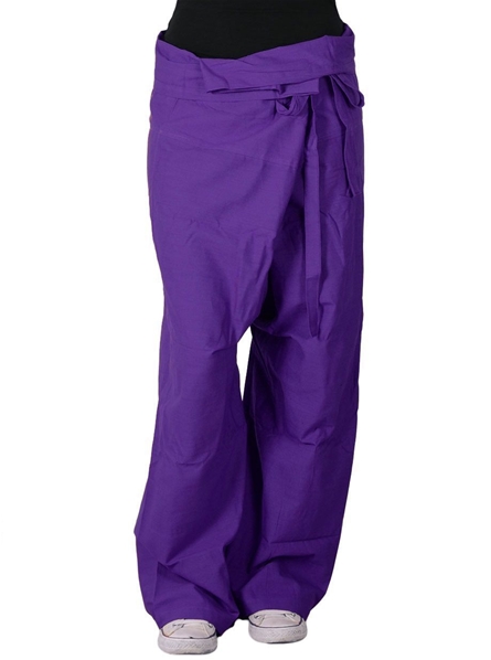 Pantalon yoga thaï violet avec pochette de transport