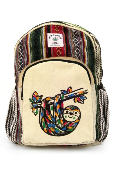 Petit sac à dos de chanvre Himalayan - motif paresseux