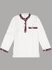 Chemise homme blanche manche longue à col mao motif Népal