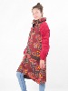 Manteau long en velours bordeaux à motif coloré baba cool