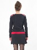 Robe noire taille basse et manches longues à motif ethnique rouge